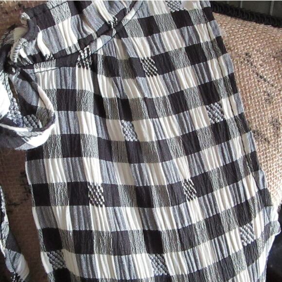 BB Dakota Gingham Tiered Midi Dress XS Black Sleeveless Peasant Cottage Bohochic - Picture 12 of 17